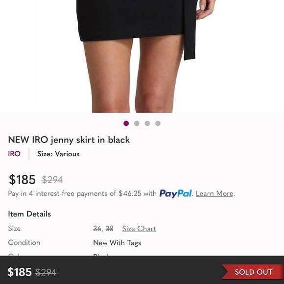 NWT $294 Iro Women's US 36 Jenny Belted Mini Skirt Black - Picture 4 of 8